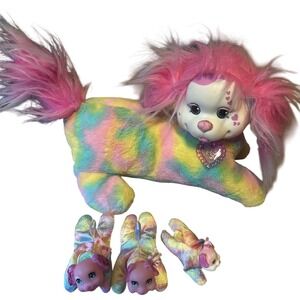 Puppy Surprise Rainbow Tie Dye Plush Mother with 3 Puppies Just Play 2016 Set